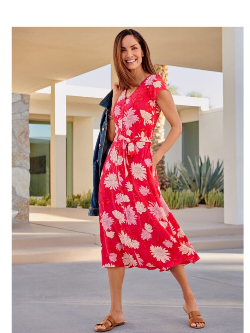 Talbots Floral Sheath Midi Dress Size 8 Petite Pink Belted Career Floral Dress - Picture 2 of 8